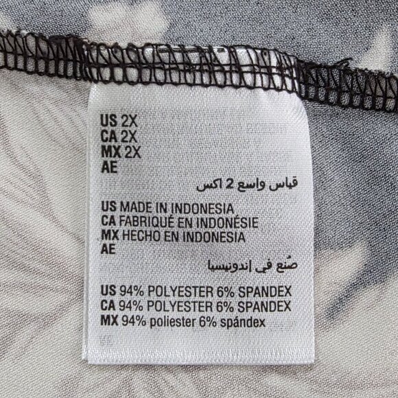 JM Collection Tunic Women 2X Black Beige Floral 3/4 Sleeve Shark Bite Whimsigoth - Picture 10 of 15